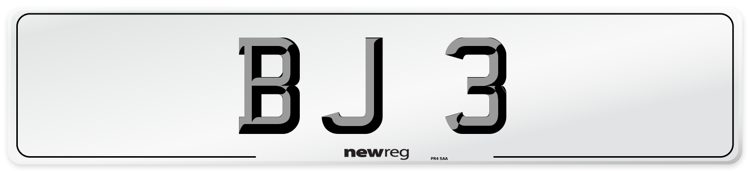BJ 3 Number Plate from New Reg